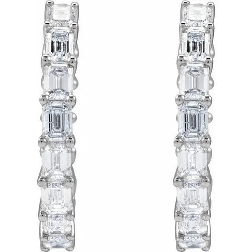 14K Gold 3 CTW Diamond Inside-Outside 21.2 mm Hoop Earrings 14K White Gold