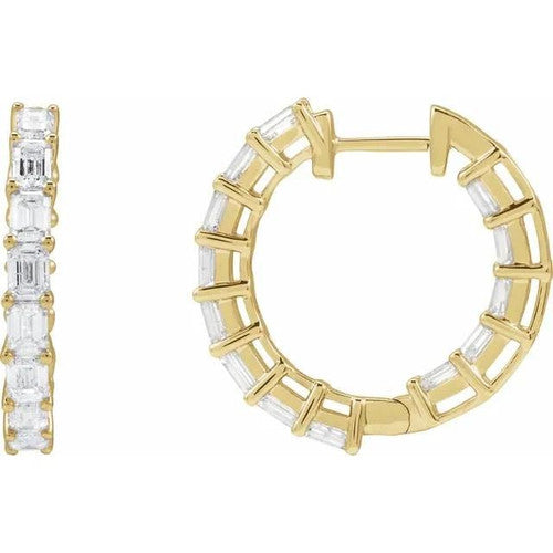 14K Gold 3 CTW Diamond Inside-Outside 21.2 mm Hoop Earrings 14K Yellow Gold
