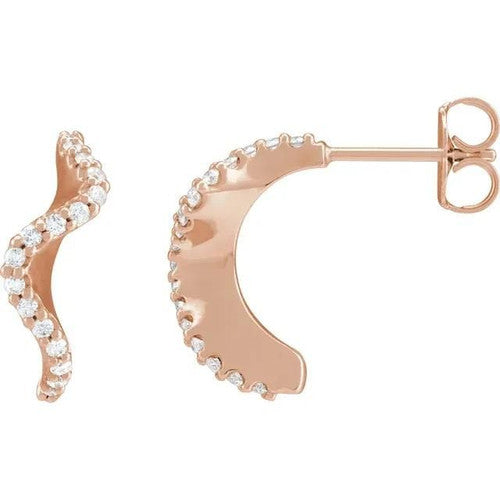 14K Gold 1/5 CTW Natural Diamond 15.5 mm Hoop Earrings 14K Rose Gold