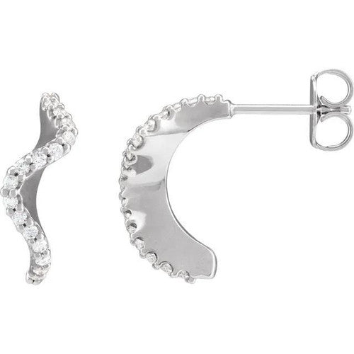 14K Gold 1/5 CTW Natural Diamond 15.5 mm Hoop Earrings 14K White Gold