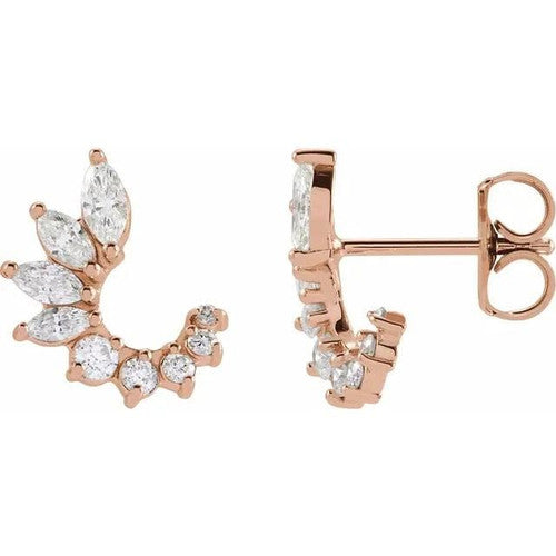 14K Gold 1/2 CTW Natural Diamond Front-Back Earrings 14K Rose Gold