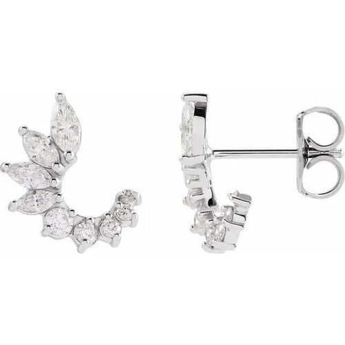 14K Gold 1/2 CTW Natural Diamond Front-Back Earrings 14K White Gold