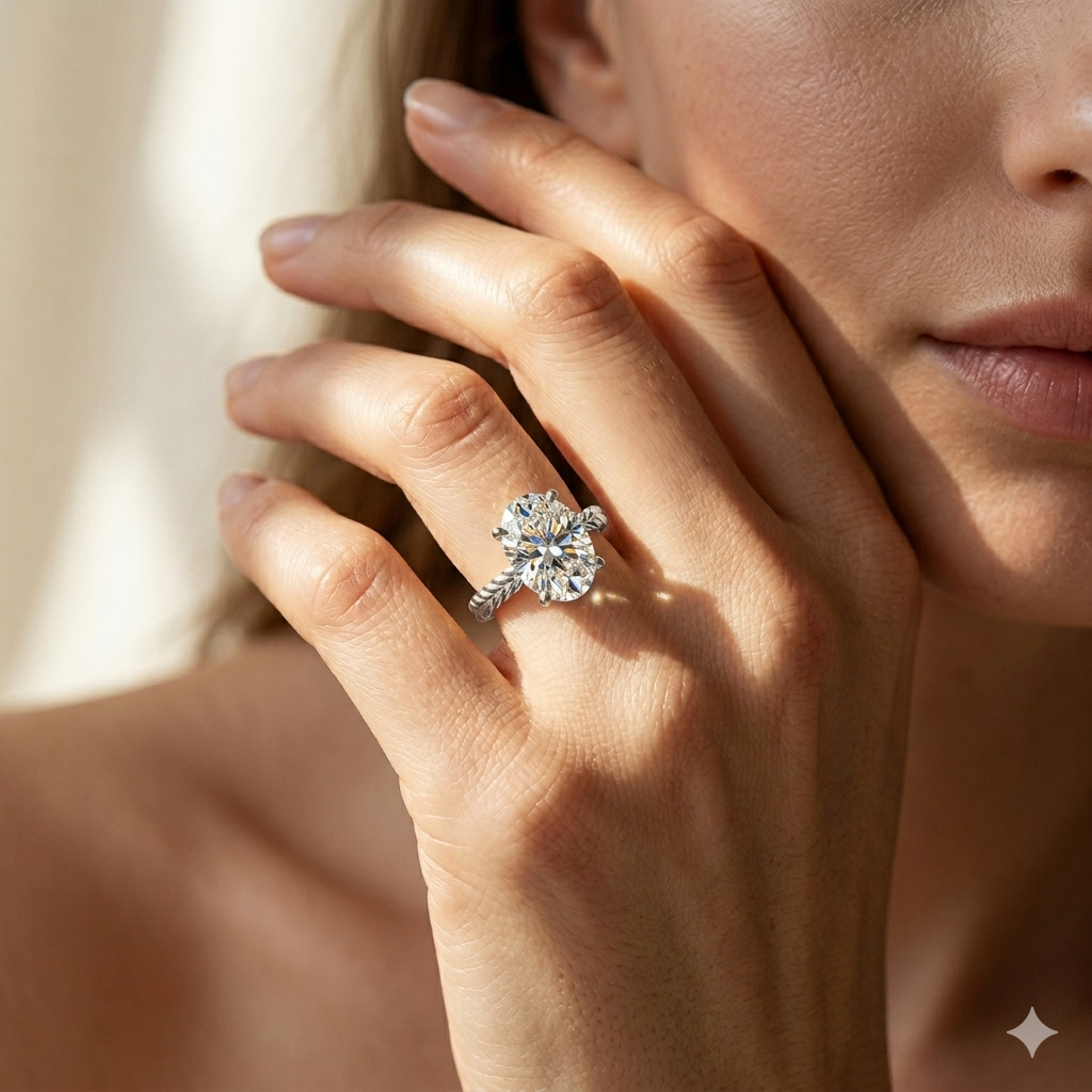Jayden Oval Shape Classic Engagement Ring in Platinum