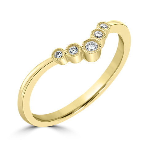 14K Yellow Gold Contoured Diamond Wedding Band 14K Yellow Gold - Natural Diamond