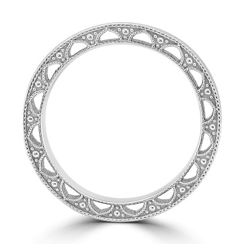 14K White Gold Hidden Engraved Art Deco Wedding Band 14K White Gold