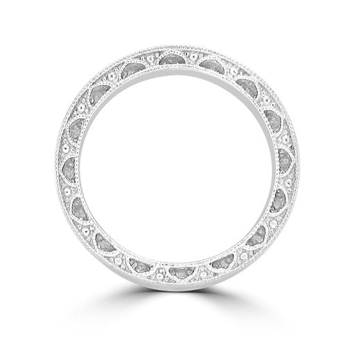 Platinum Hidden Engraved Art Deco Mat Brushed Wedding Band Platinum