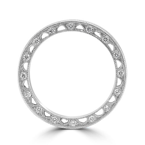 Platinum Art Deco Engraved Diamond Wedding Band  Platinum