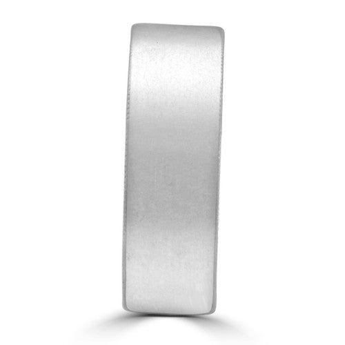 Platinum Hidden Engraved Art Deco Mat Brushed Wedding Band Platinum