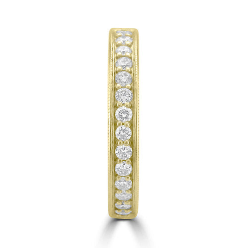 14K Yellow Gold Art Deco Engraved Diamond Wedding Band  14K Yellow Gold - Natural Diamond