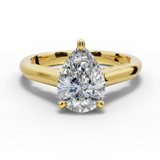 Saylor Pear Shape Classic Engagement Ring in 14K Yellow Gold