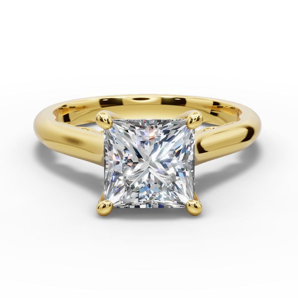 Saylor Princess Shape Classic Engagement Ring in 18K Yellow Gold