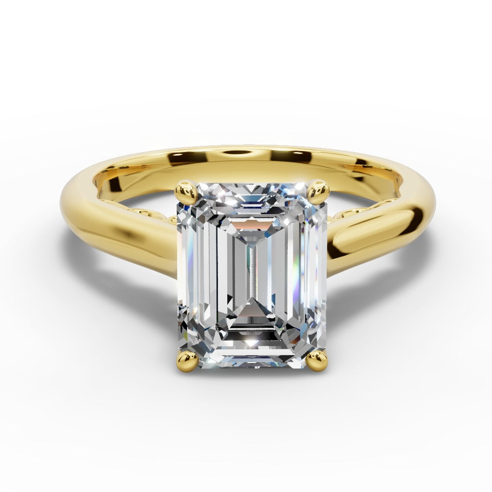 Saylor Emerald Shape Classic Engagement Ring in 14K Yellow Gold