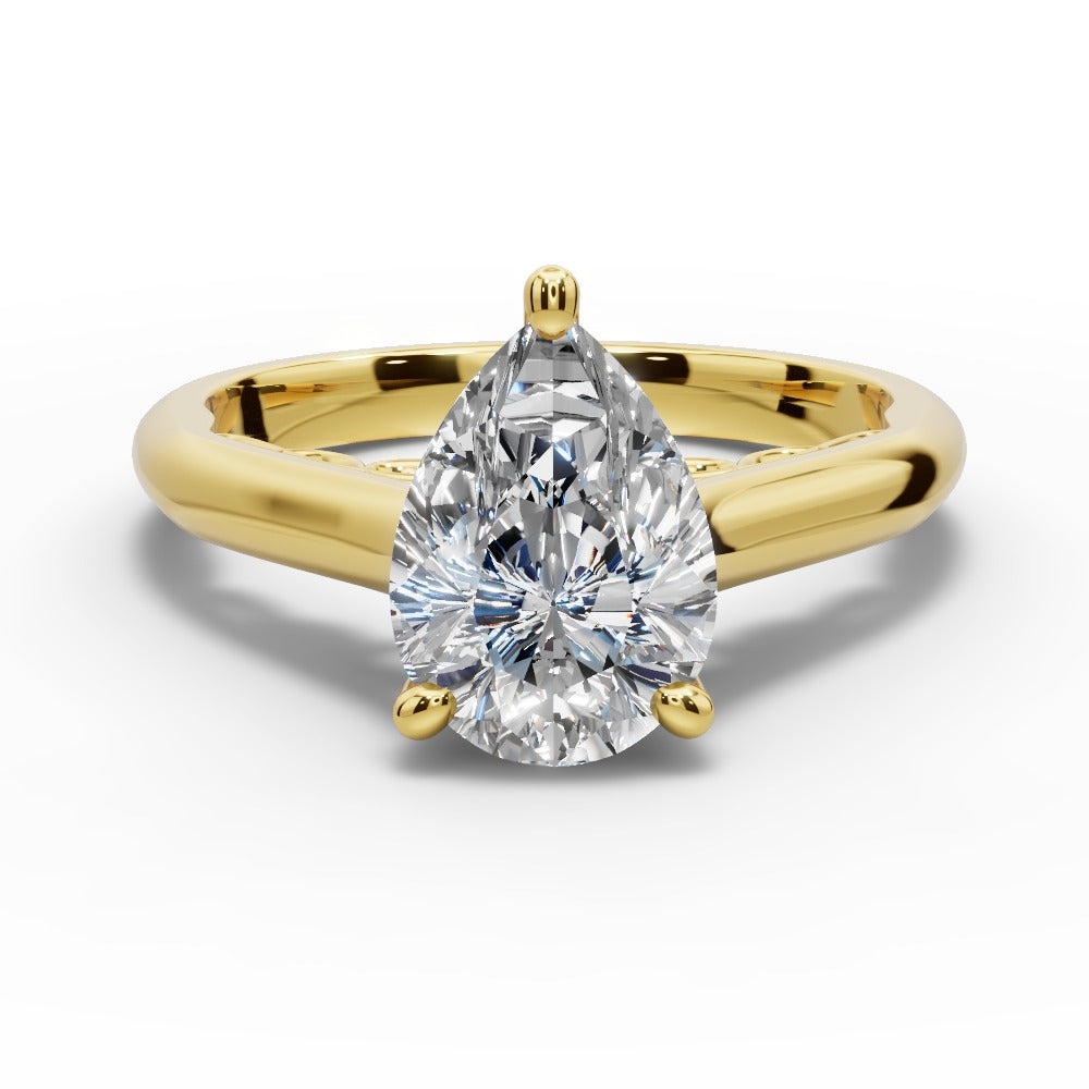 Saylor Pear Shape Classic Engagement Ring in 18K Yellow Gold
