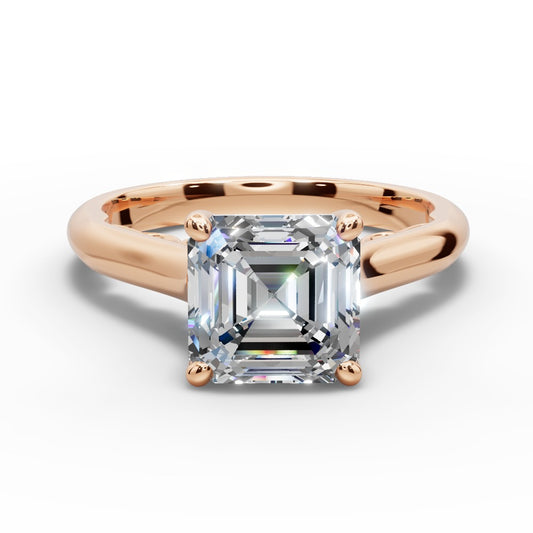 Saylor Square Emerald Shape Classic Engagement Ring in 18K Rose Gold
