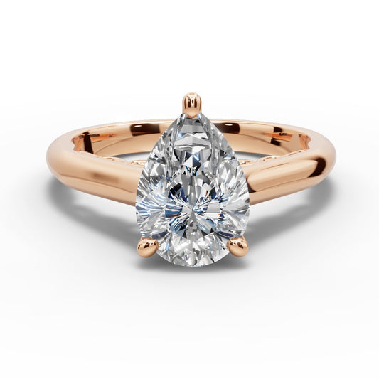 Saylor Pear Shape Classic Engagement Ring in 14K Rose Gold