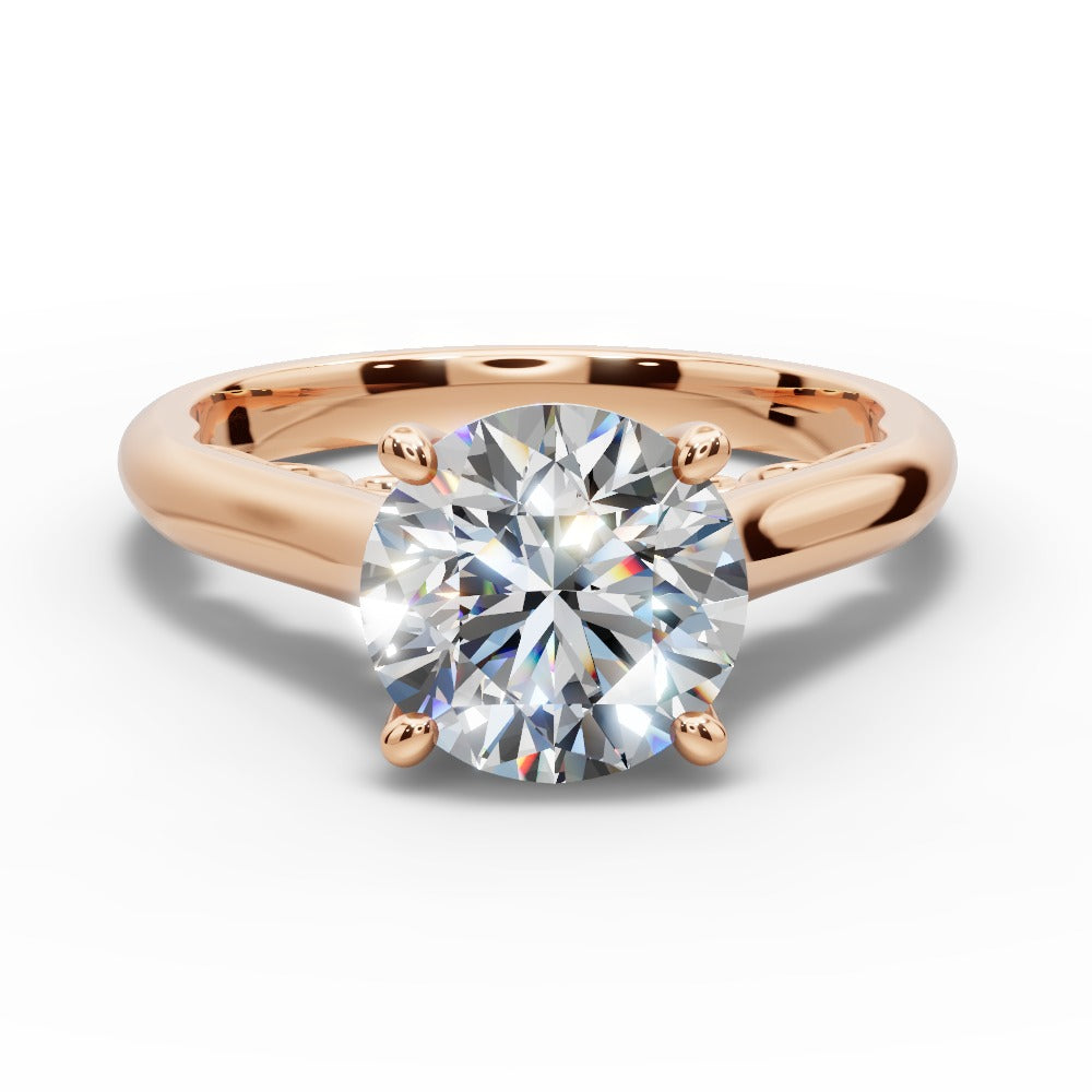 Saylor Round Shape Classic Engagement Ring in 18K Rose Gold