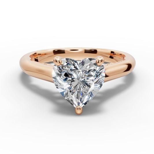 Saylor Heart Shape Classic Engagement Ring in 18K Rose Gold