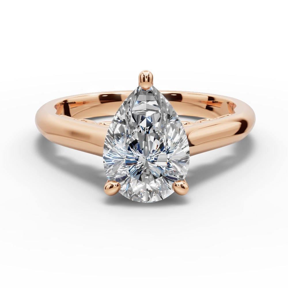 Saylor Pear Shape Classic Engagement Ring in 18K Rose Gold