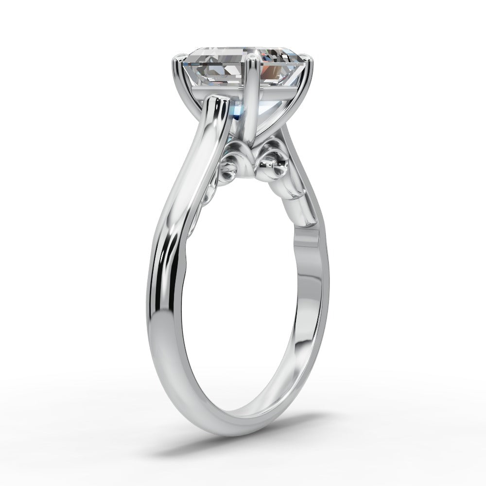 Saylor Square Emerald Shape Classic Engagement Ring in 18K White Gold