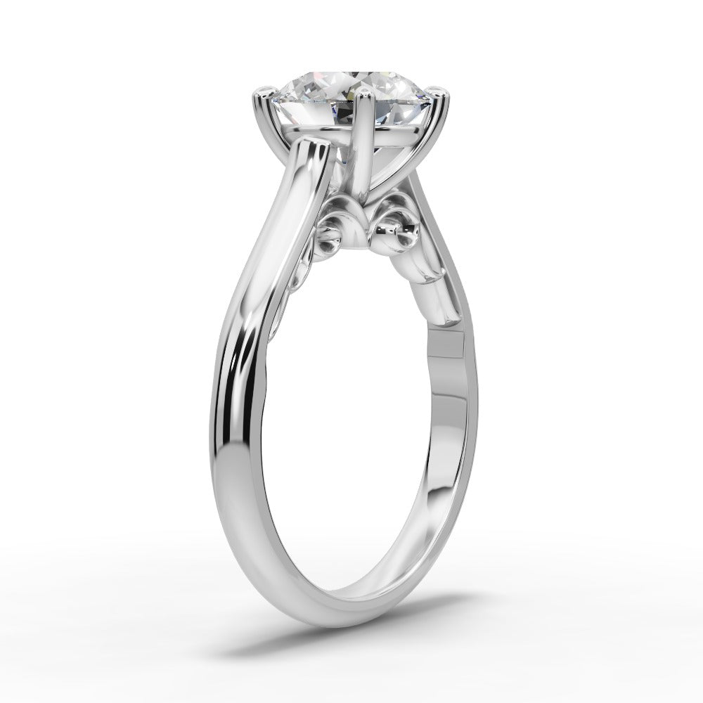 Saylor Round Shape Classic Engagement Ring in 14K White Gold