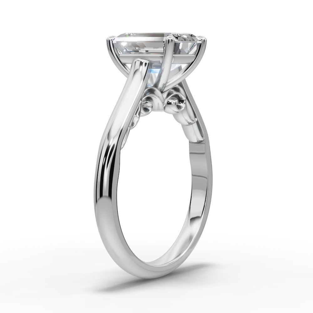 Saylor Emerald Shape Classic Engagement Ring in Platinum