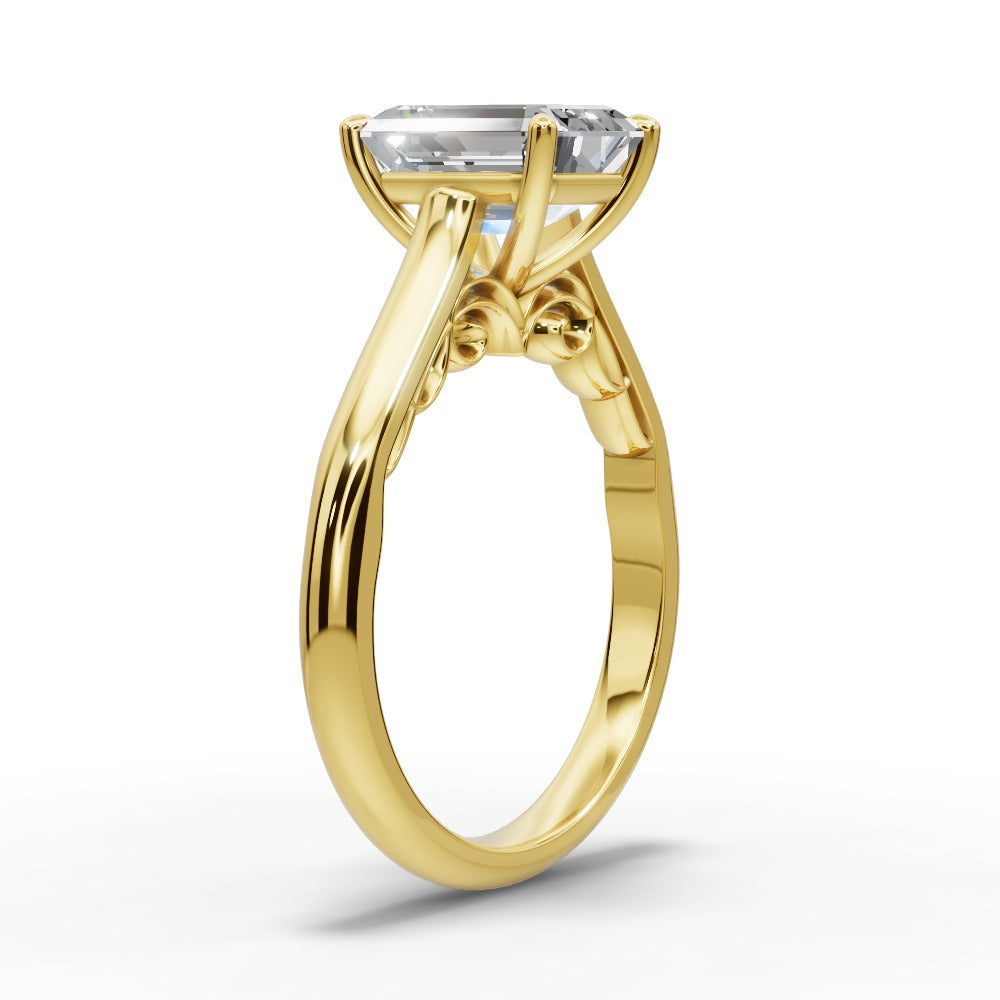 Saylor Emerald Shape Classic Engagement Ring in 14K Yellow Gold