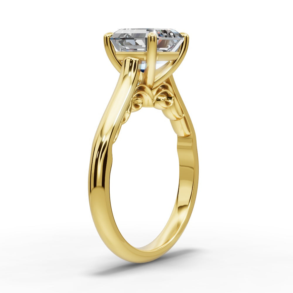 Saylor Square Emerald Shape Classic Engagement Ring in 14K Yellow Gold
