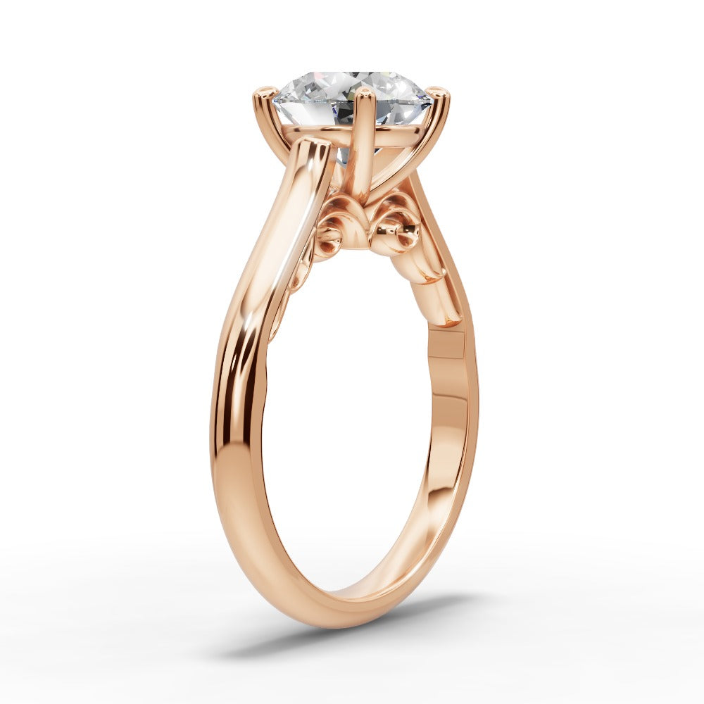Saylor Round Shape Classic Engagement Ring in 18K Rose Gold