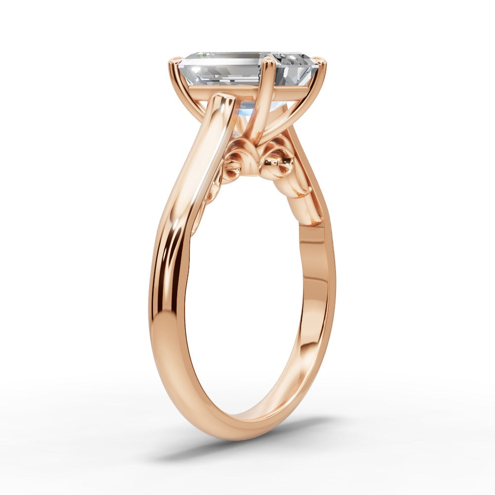 Saylor Emerald Shape Classic Engagement Ring in 18K Rose Gold