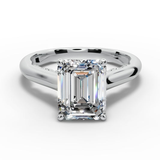 Saylor Cushion Shape Classic Engagement Ring in 18K White Gold
