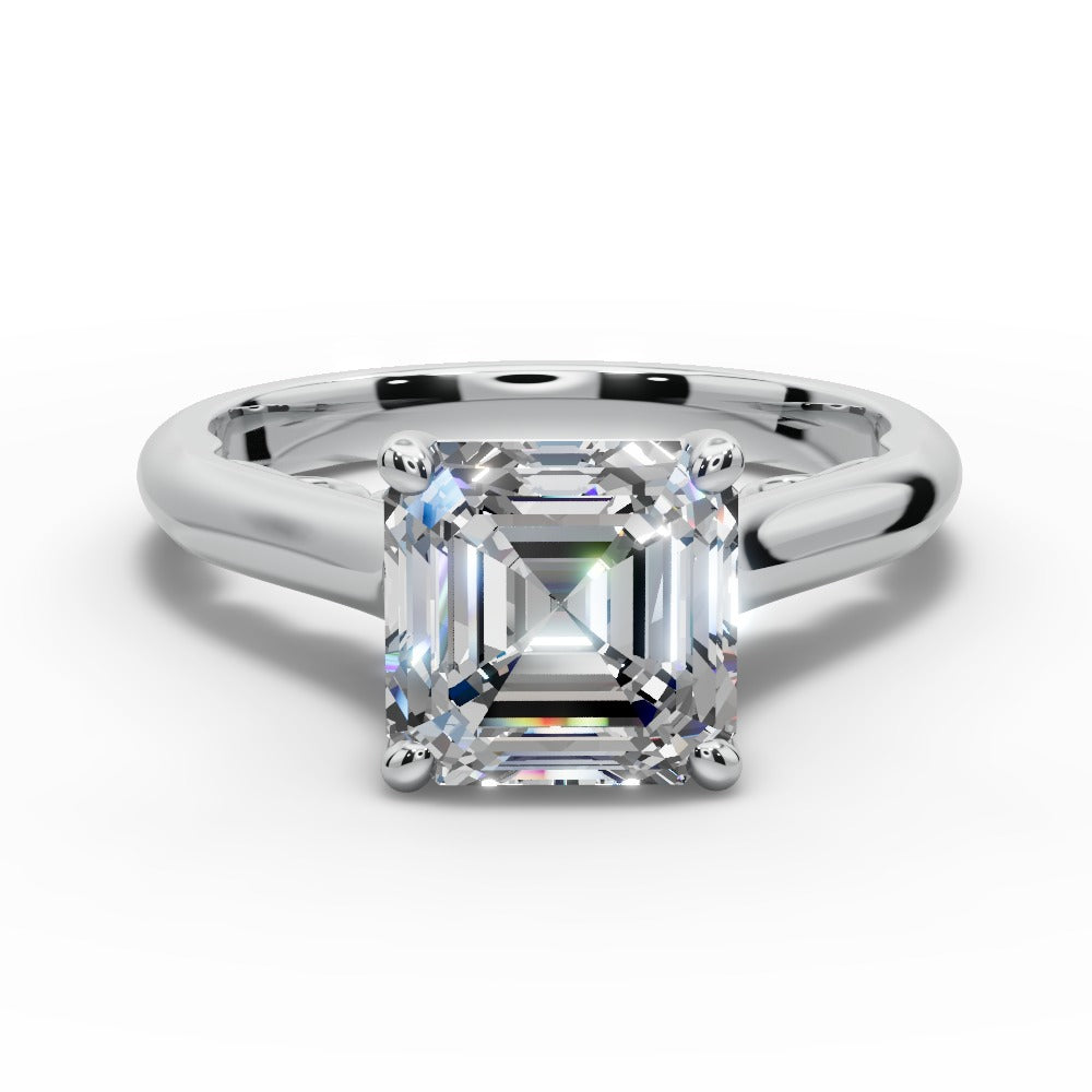 Saylor Square Emerald Shape Classic Engagement Ring in 18K White Gold