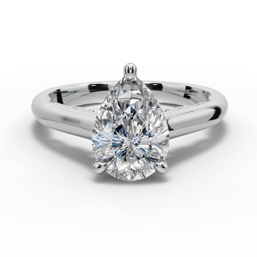 Saylor Pear Shape Classic Engagement Ring in Platinum
