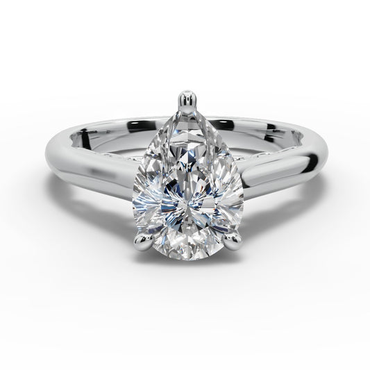 Saylor Pear Shape Classic Engagement Ring in Platinum