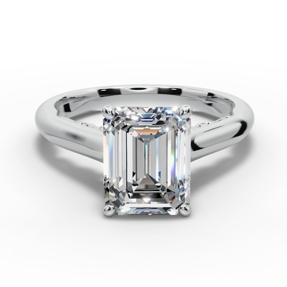 Saylor Emerald Shape Classic Engagement Ring in Platinum