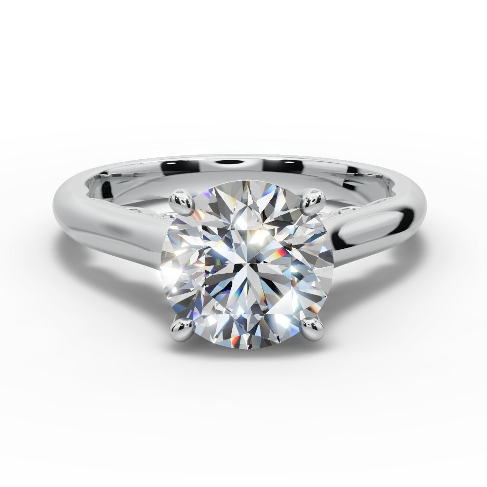 Saylor Round Shape Classic Engagement Ring in 14K White Gold