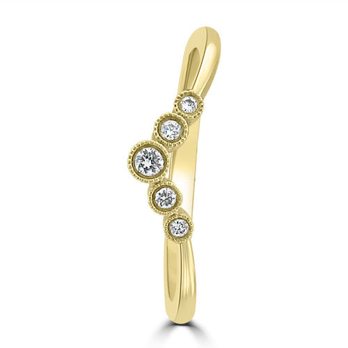 14K Yellow Gold Contoured Diamond Wedding Band 14K Yellow Gold - Natural Diamond