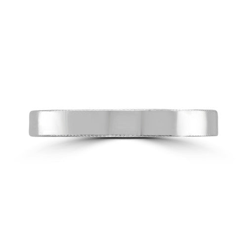 14K White Gold Hidden Engraved Art Deco Wedding Band 14K White Gold