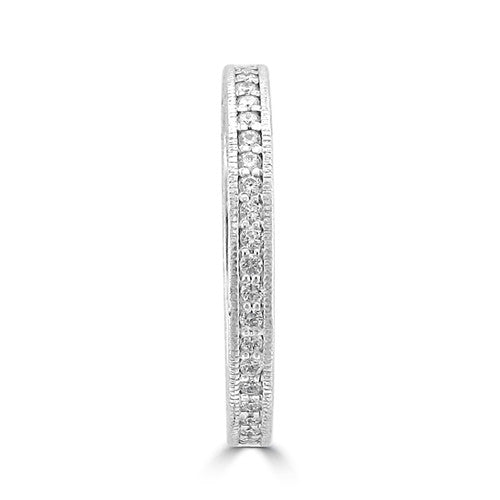 Platinum Art Deco Engraved Diamond Wedding Band  Platinum
